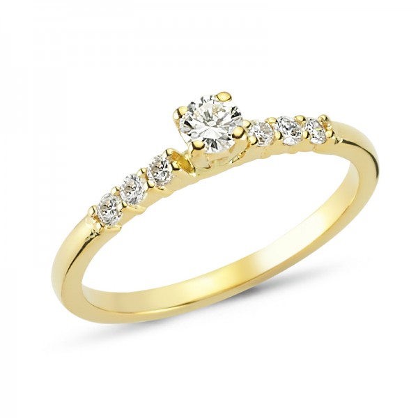Solitärring mit Brillanten aus Gelbgold