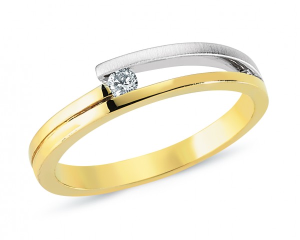 Damenring mit Brillanten aus Gelb- /Weißgold