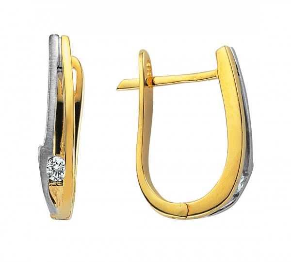 Diamant Ohrringe Creole in 585`er Gelb- /Weißgold