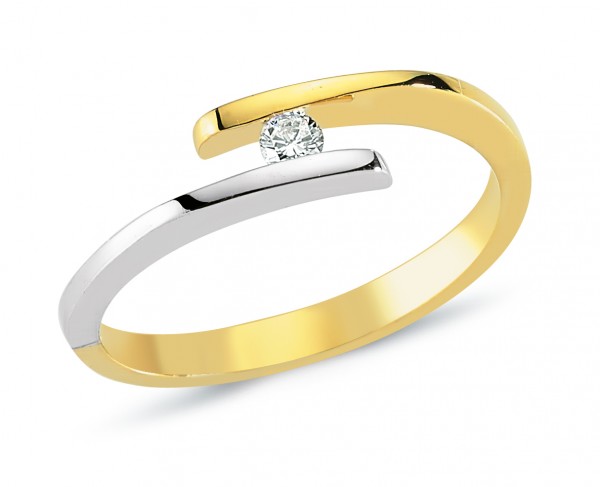 Damenring mit Brillanten aus Gelb- /Weißgold
