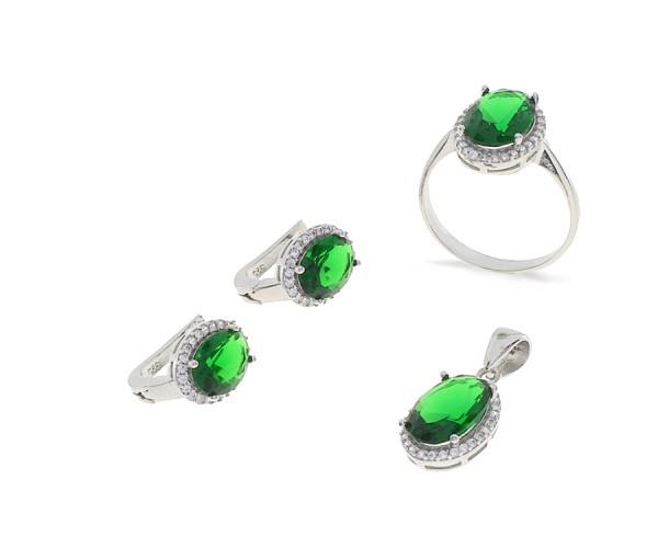 Set mit Ohrstecker Ring und Kette aus 925er Silber