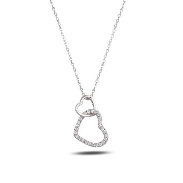 Modische 925´er Sterling Silber Halskette mit Herzen