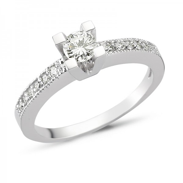 Solitärring mit Brillanten aus Weißgold