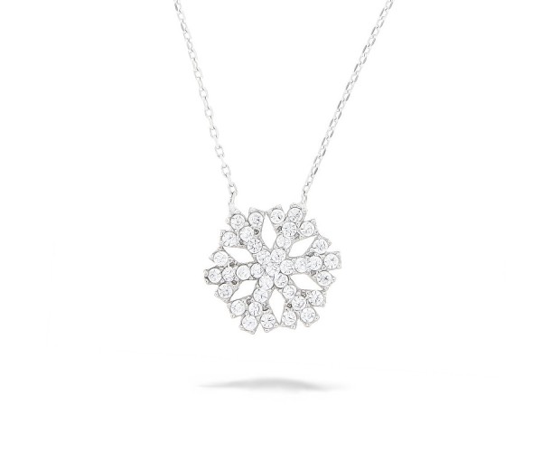 Halskette mit Anhänger Schneeflocke in Silber