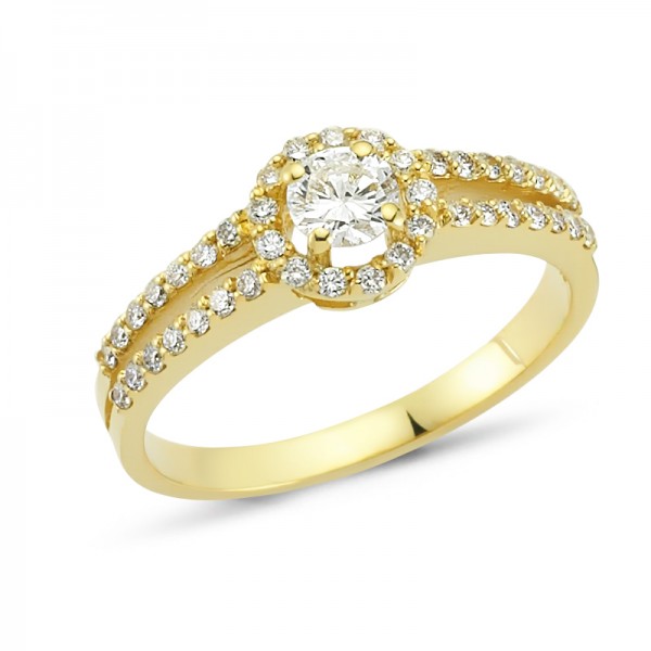 Solitärring mit Brillanten aus Gelbgold