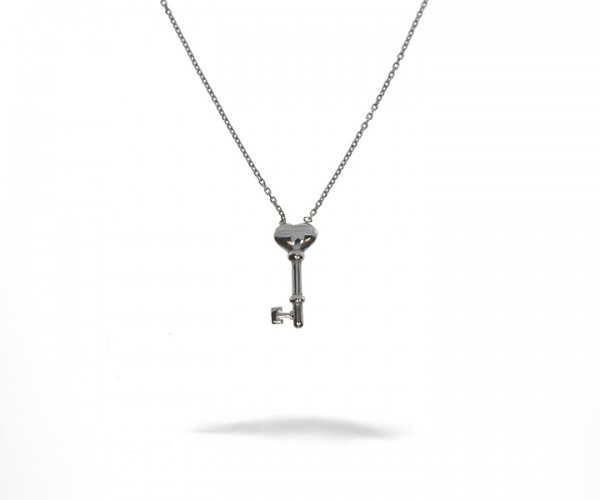 925´er Sterling Silber Halskette mit Herz Schlüssel Anhänger