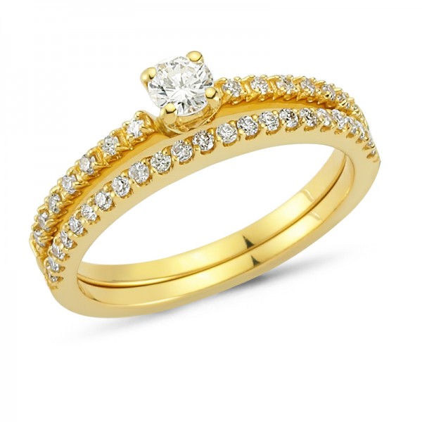 Solitärring mit Brillanten aus Gelbgold