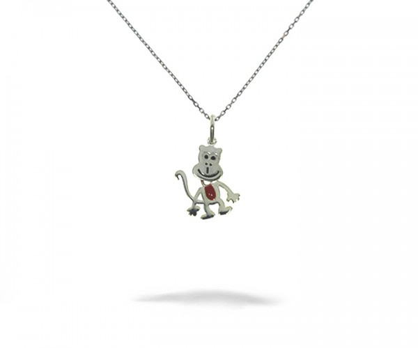 925´er Sterling Silber Halskette mit Affen Anhänger