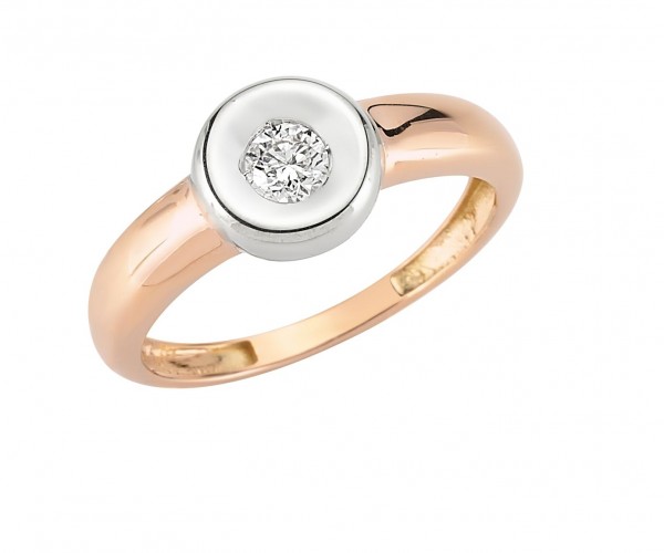 Solitärring mit Brillanten aus Weiß- /Roségold