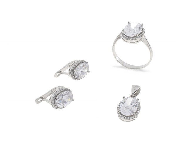 Set mit Ohrstecker Ring und Kette aus 925er Silber