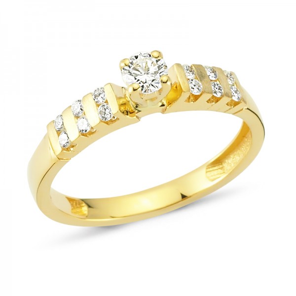 Solitärring mit Brillanten aus Gelbgold