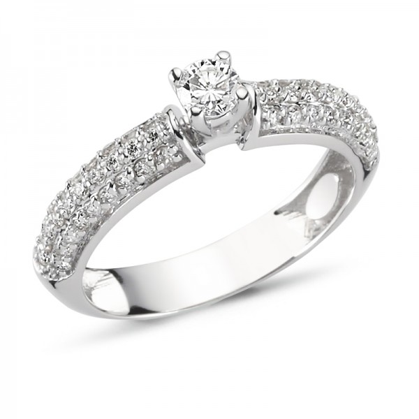 Solitärring mit Brillanten aus Weißgold