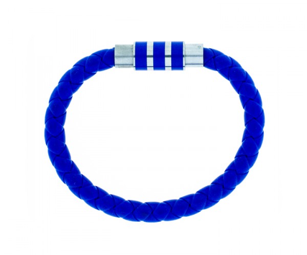 Kautschukarmband blau mit Stahlverschluss 19 cm