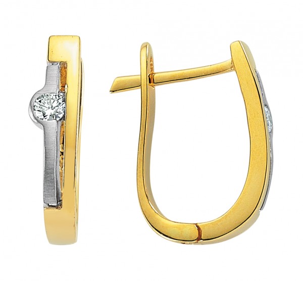 Diamant Ohrringe Creole in 585`er Gelb- /Weißgold