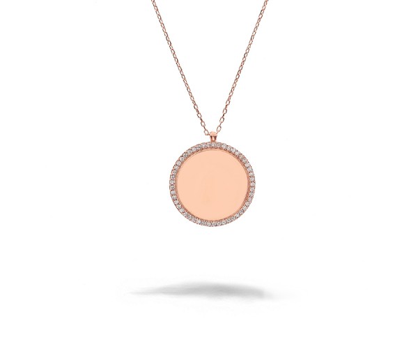 925'ER HALSKETTE MIT GRAVURPLATTE rose vergoldet