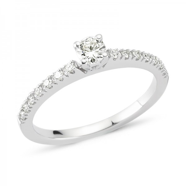 Solitärring mit Brillanten aus Weißgold