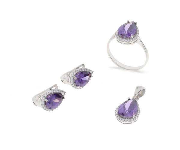 Set mit Ohrstecker Ring und Kette aus 925er Silber