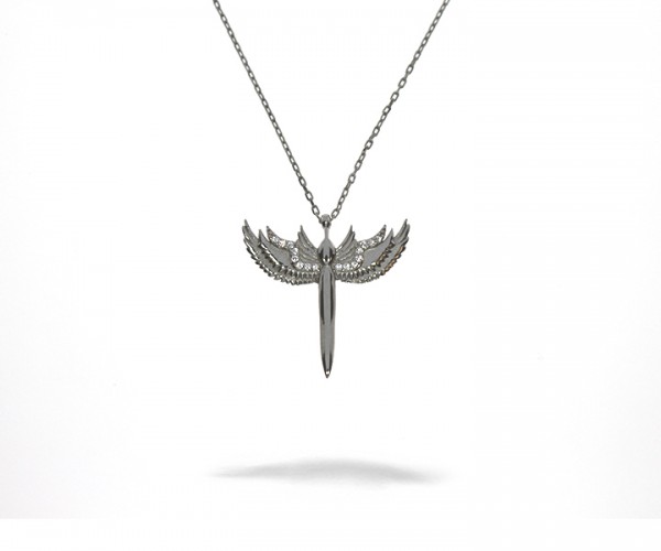 925´er Sterling Silber Halskette mit Flügel Anhänger