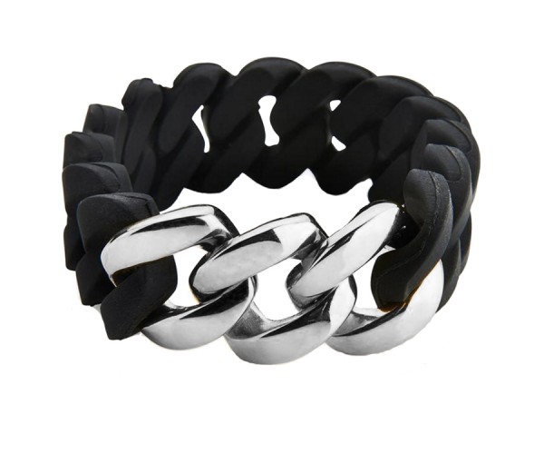 CEM Armband aus 925er Silber und Kautschuck