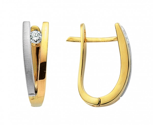 Diamant Ohrringe Creole in 585`er Gelb- /Weißgold
