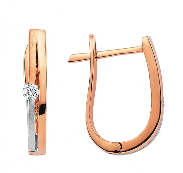 Diamant Ohrringe Creole in 585`er Rosé- /Weißgold