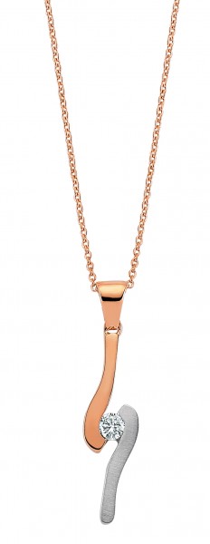 Diamant Anhänger mit Kette in 585`er Rosé- / Weißgold