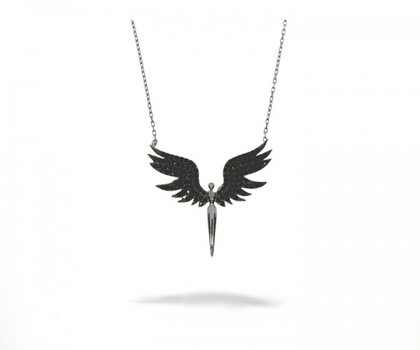 925´er Sterling Silber Halskette Frau mit Flügeln
