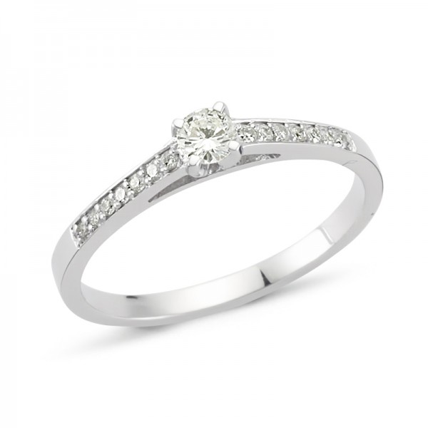Solitärring mit Brillanten aus Weißgold