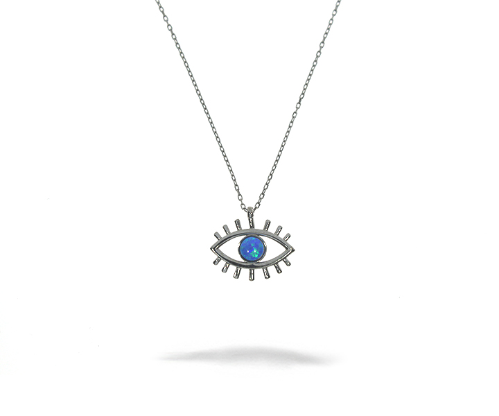 925´er Sterling Silber Halskette mit Auge Anhänger, mit 39cm + 6cm