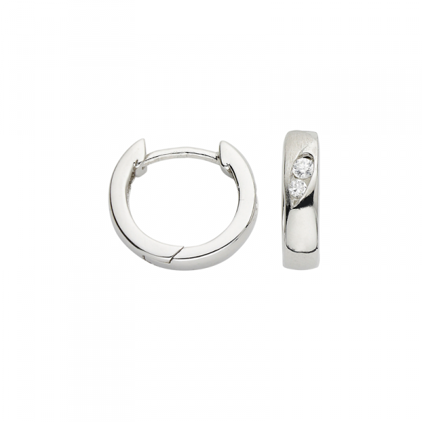 Creole in 925´er Sterling Silber mit teilweise mattierter Oberfläche und Zirkonia Steinen
