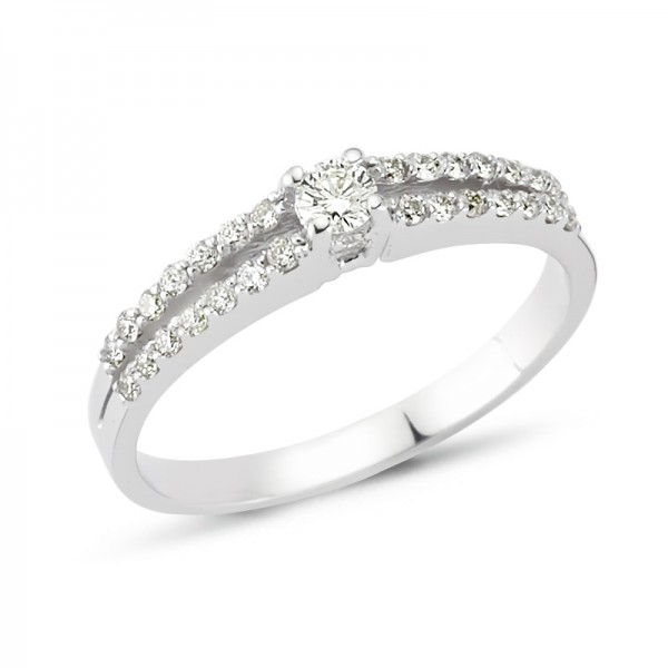 Solitärring mit Brillanten aus Weißgold