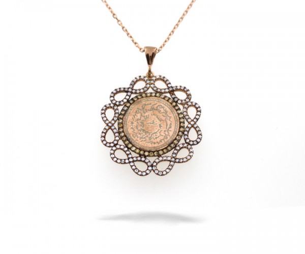 925´er Sterling Silber Halskette mit Arabischer Schrift Rosé vergoldet