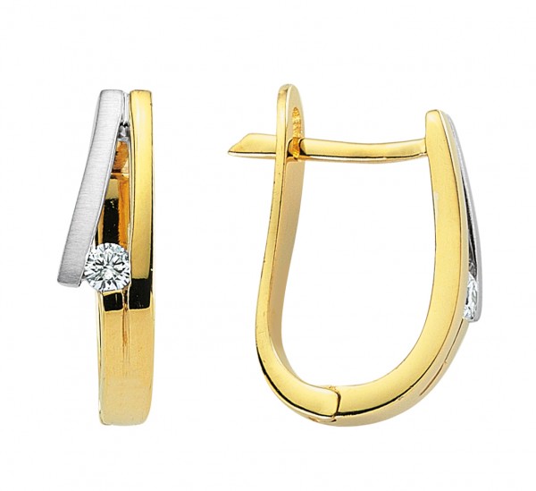 Diamant Ohrringe Creole in 585`er Gelb- /Weißgold