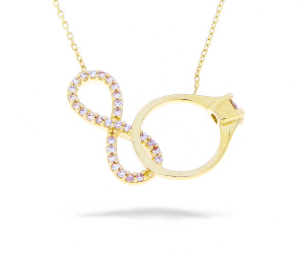 Halskette Infinity mit Ring in 585er Gold