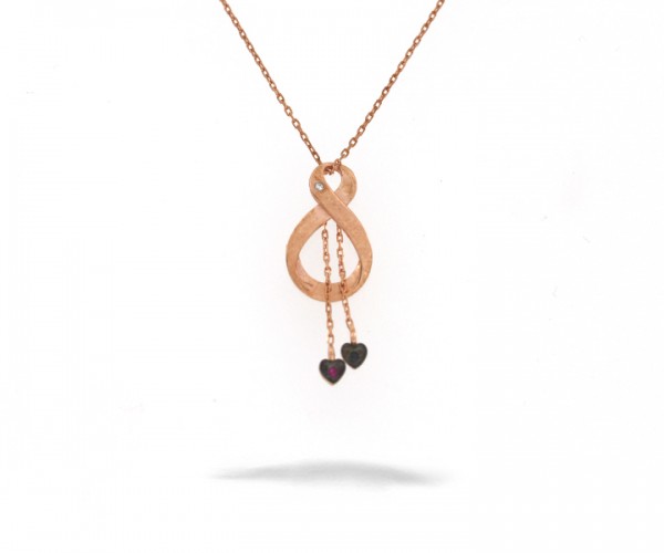 925´er Sterling Silber Halskette mit Infinity Anhänger Rosé Vergoldet
