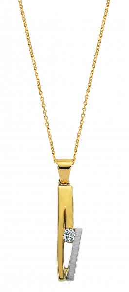 Diamant Anhänger mit Kette in 585`er Gelb- / Weißgold
