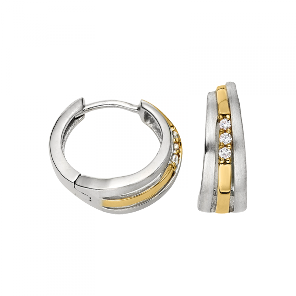 Creole in 925´er Sterling Silber mit Zirkonia und goldener Farbe 