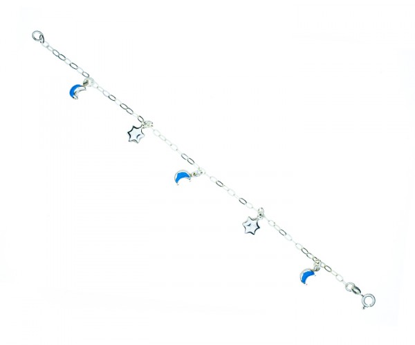 Armband Ankerkette mit Sternen und Halbmond 17 cm