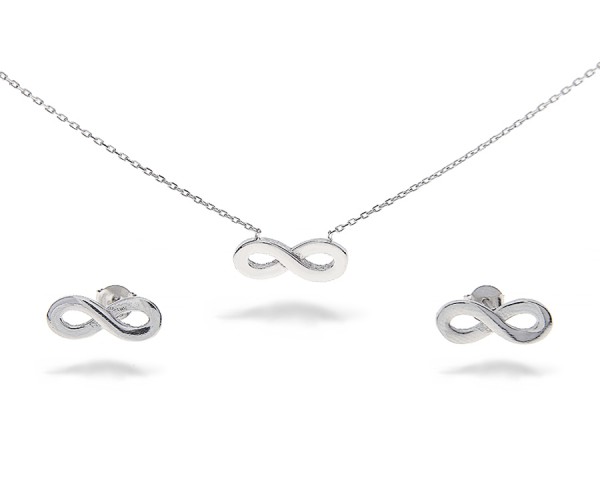 Infinity Set mit Ohrstecker und Kette aus 925er Silber