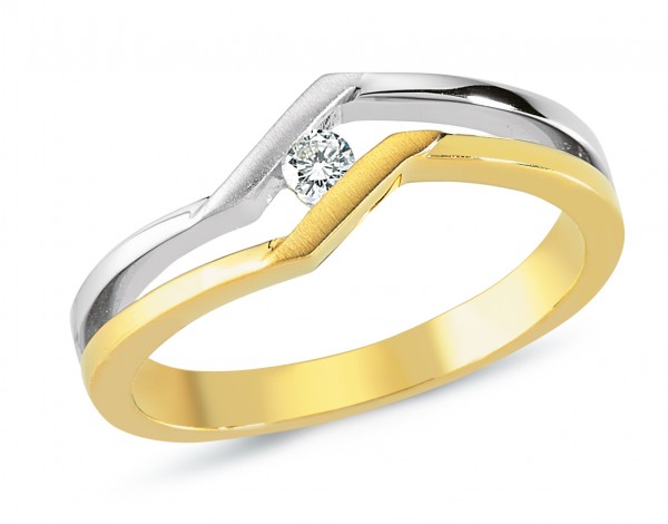 Damenring mit Brillanten aus Gelb- /Weißgold