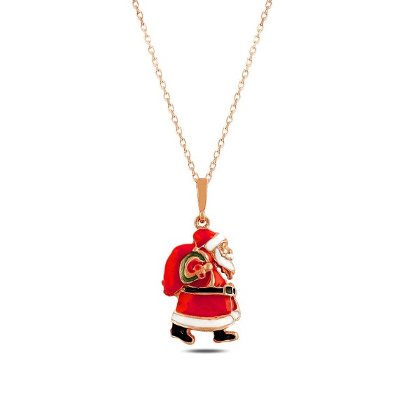 925´er Silber Halskette rose vergoldet mit Weihnachtsmann Anhänger