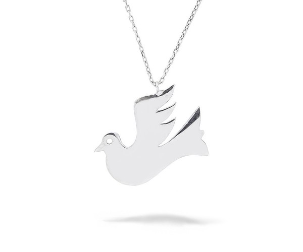 Halskette mit Anhänger Taube in Silber