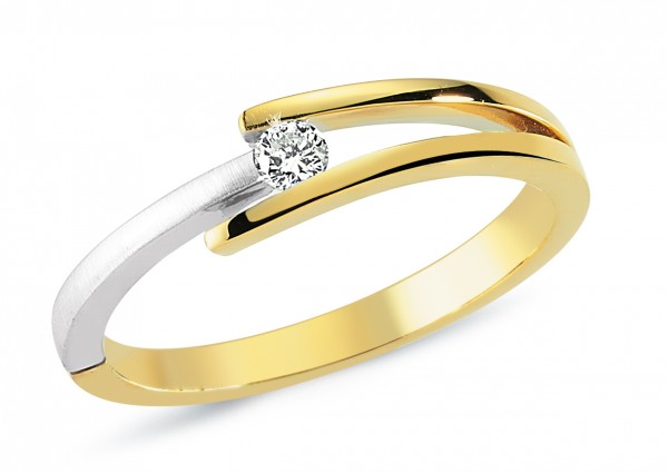 Damenring mit Brillanten aus Gelb- /Weißgold