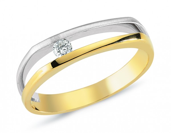 Damenring mit Brillanten aus Gelb- /Weißgold