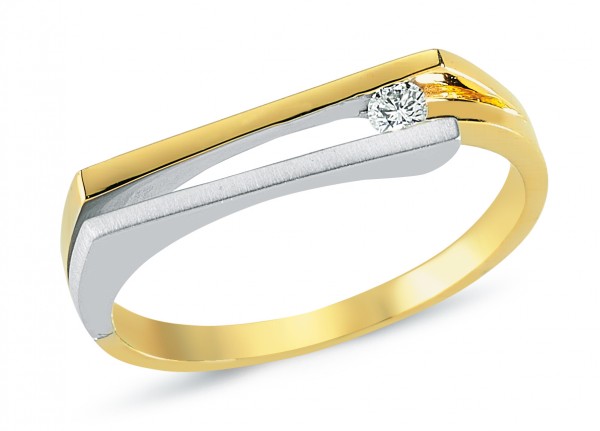 Damenring mit Brillanten aus Gelb- /Weißgold
