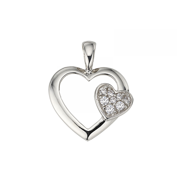 Herzanhänger in 925´er Sterling Silber mit Zirkonia