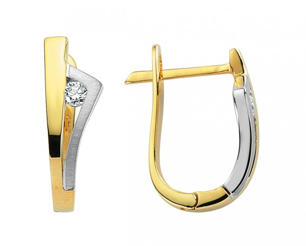 Diamant Ohrringe Creole in 585`er Gelb- /Weißgold