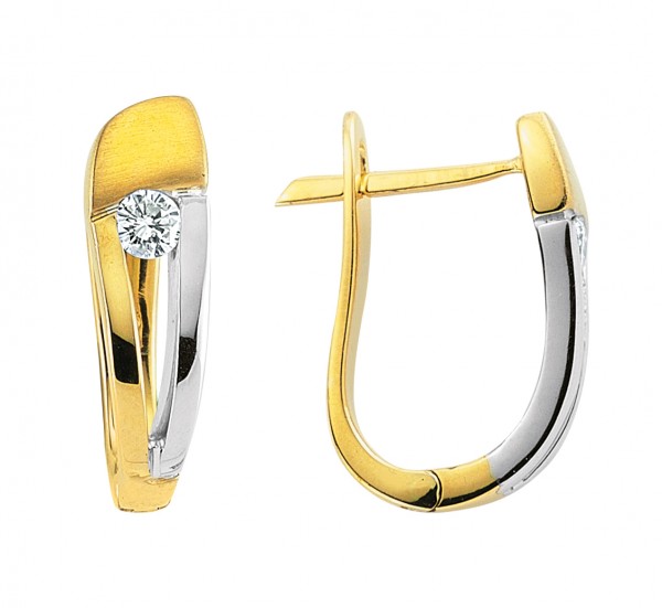 Diamant Ohrringe Creole in 585`er Gelb- /Weißgold