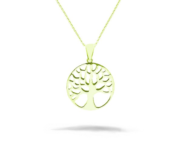 Baum des Lebens Halskette mit Anhänger vergoldet 925'er Silber