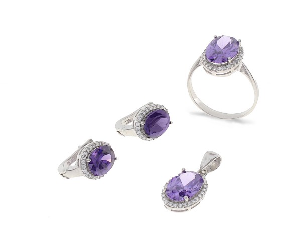 Set mit Ohrstecker Ring und Kette aus 925er Silber